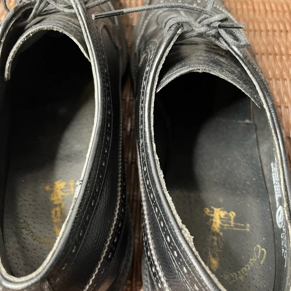Vintage Executive Imperials Black Wingtip Full Brogue Oxfords Shoes Size 9C